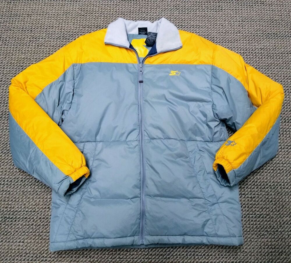 Vintage Yellow & Gray Starter Feather & Down Puffer Jacket Men's Medium (38-40)